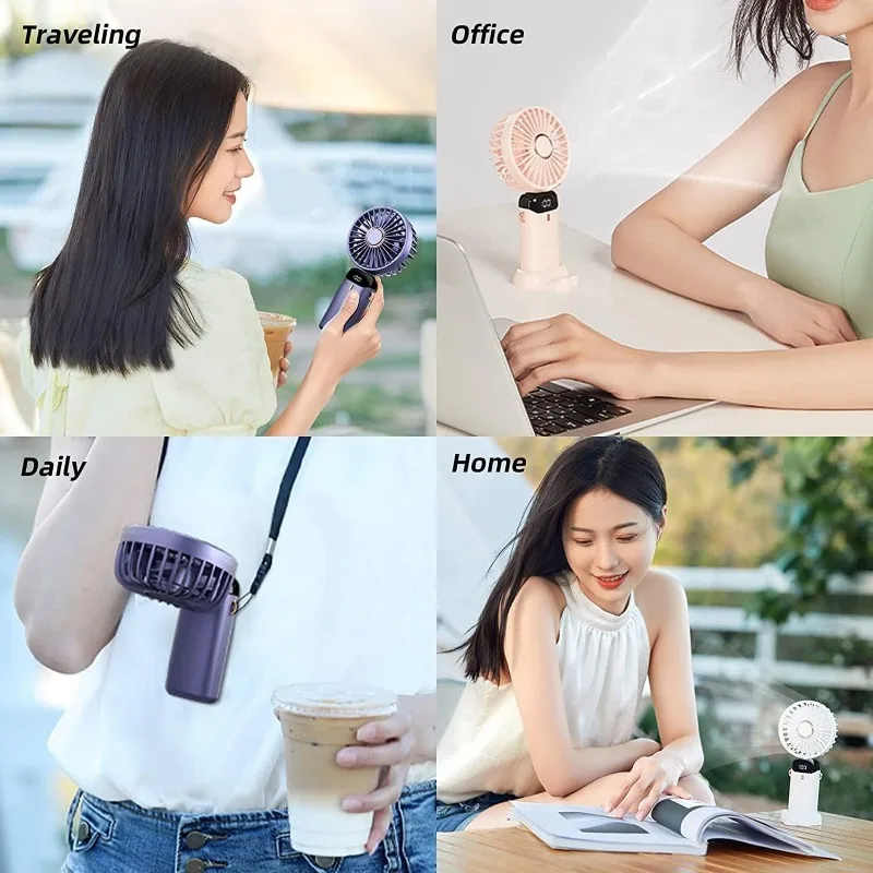 Mini Fan Portable Handheld Fan 5 Speed USB Rechargeable 5000mah with LED Display 7-16 Hours Quiet Suitable for Office Outdoor - Image 4