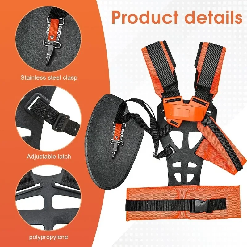 Trimmer Shoulder Strap Double Shoulder Strap Thickened Pad Universal Adjustable Weed Eater Strap Brushcutter Strap Nylon Trimmer - Image 6