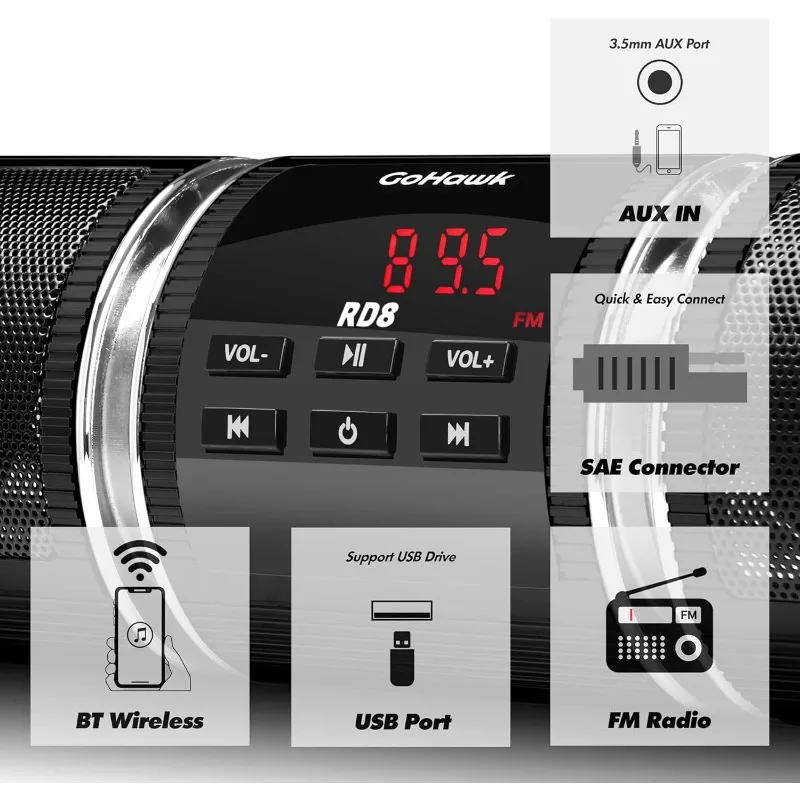 Bluetooth Audio Motorcycle Stereo Speaker Motorcycle Installation MP3 Music Player Amplifier Scooter Bicycle USB FMRadio Speaker - Image 5