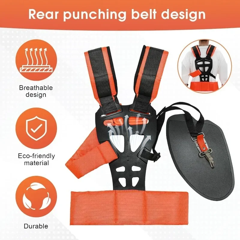 Trimmer Shoulder Strap Double Shoulder Strap Thickened Pad Universal Adjustable Weed Eater Strap Brushcutter Strap Nylon Trimmer - Image 4