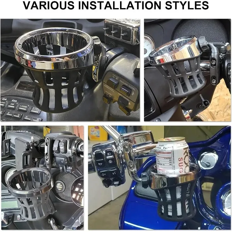 Drink Cup Holder Motorcycle Handlebar Mount for Harley Davidson Road King Electra Glide Sportster Dyna Softail Motorcycle Holder - Image 6