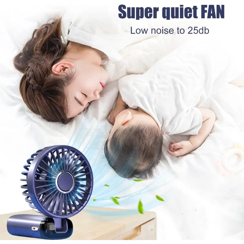 Mini Fan Portable Handheld Fan 5 Speed USB Rechargeable 5000mah with LED Display 7-16 Hours Quiet Suitable for Office Outdoor - Image 2