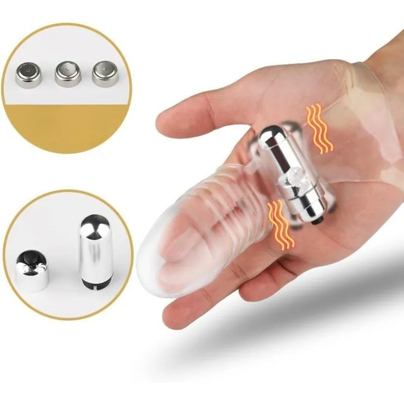 Three-finger Vibrator Masturbation Extension Delay Reusable Sleeve Cock Ring Sleeve Handmade Clitoral Masturbation Sex Toy - Image 5